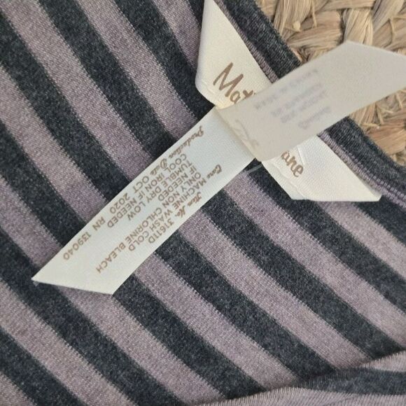 Matilda Jane Womens Midi Dress Size Medium Gray Black Striped Stretchy A Line - Picture 3 of 6
